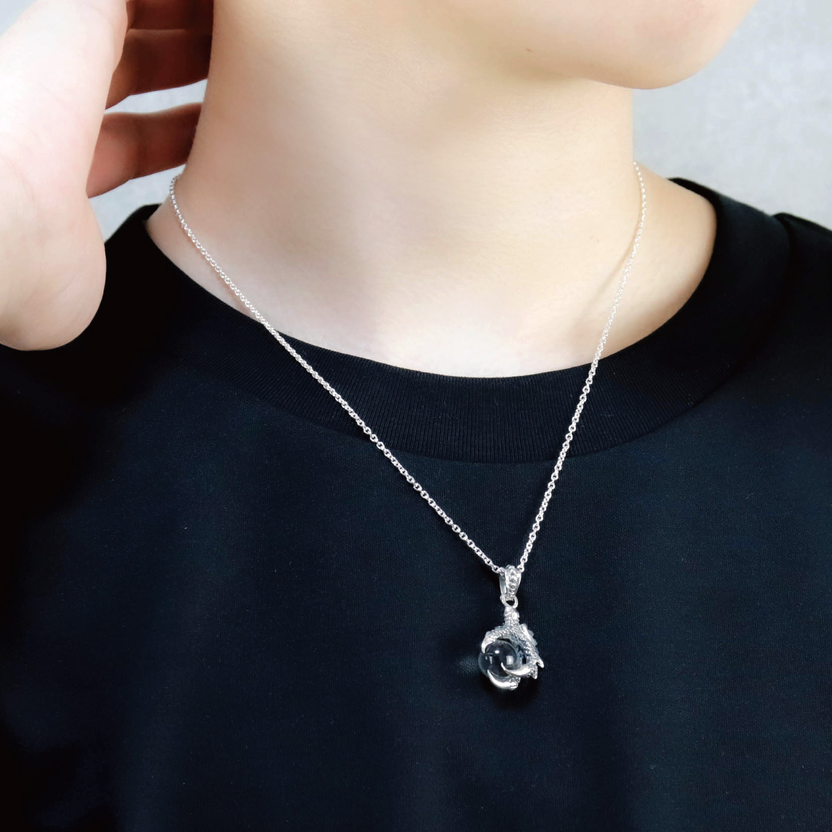 ネックレス ペンダント メンズ シルバー925 水晶 クリスタル 龍 竜