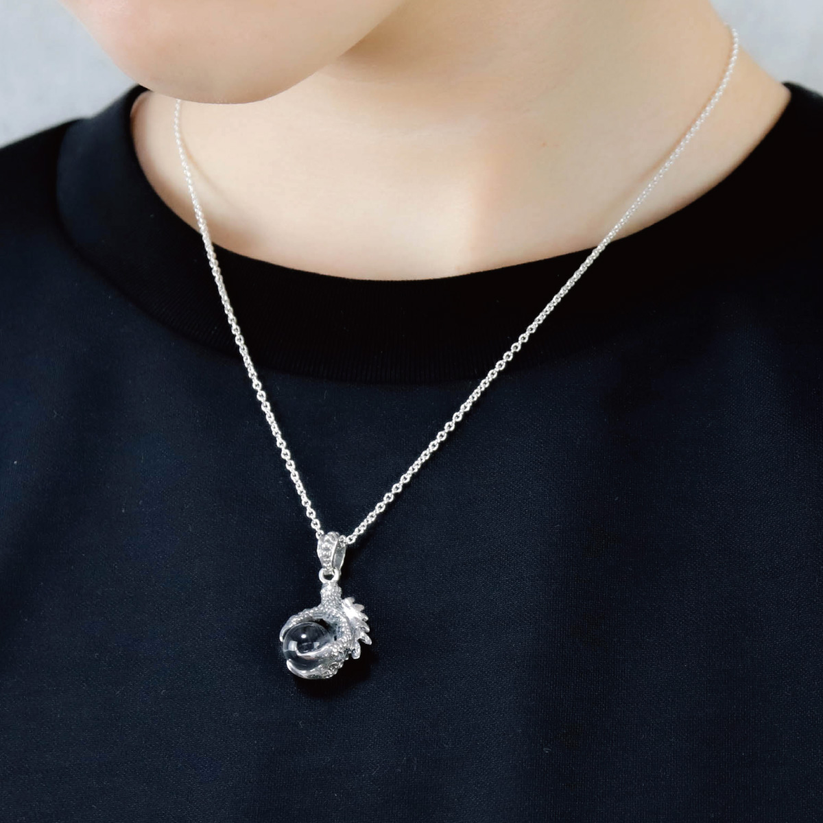 ネックレス ペンダント メンズ シルバー925 水晶 クリスタル 龍 竜