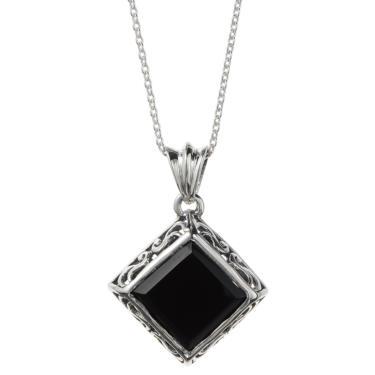 ネックレス メンズ シルバー925 オニキス スクエア 四角 アラベスク