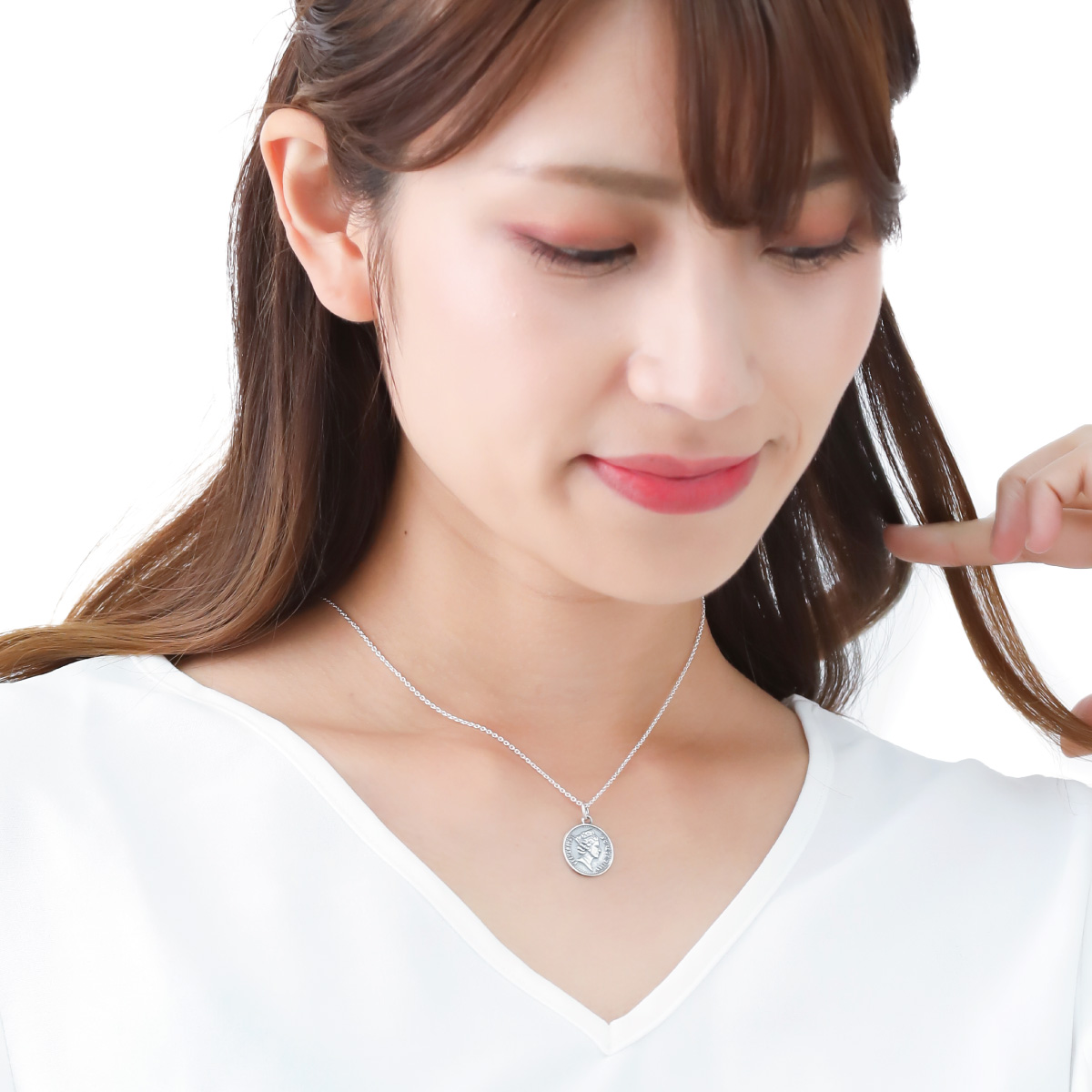 ネックレス ペンダント レディース シルバー925 コイン 硬貨 