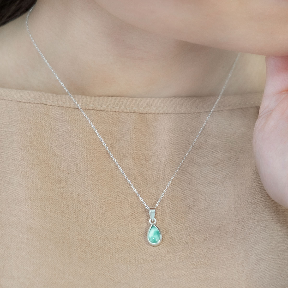 ネックレス ペンダント レディース シルバー925 ラリマー 天然石