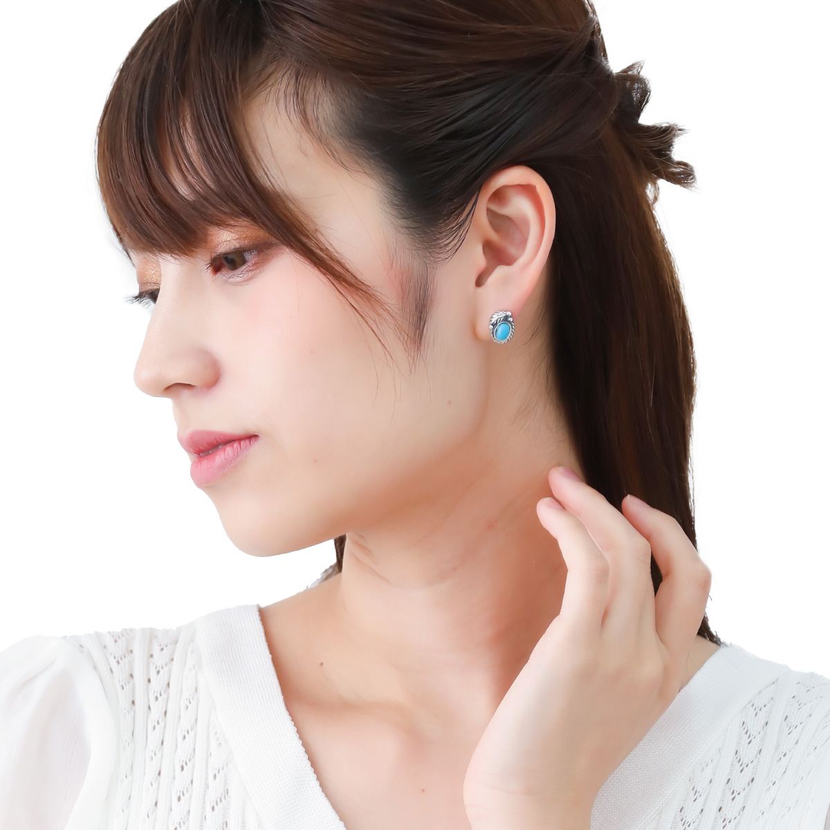 ピアス シルバー925 ブルーターコイズ ブラ...の詳細画像3