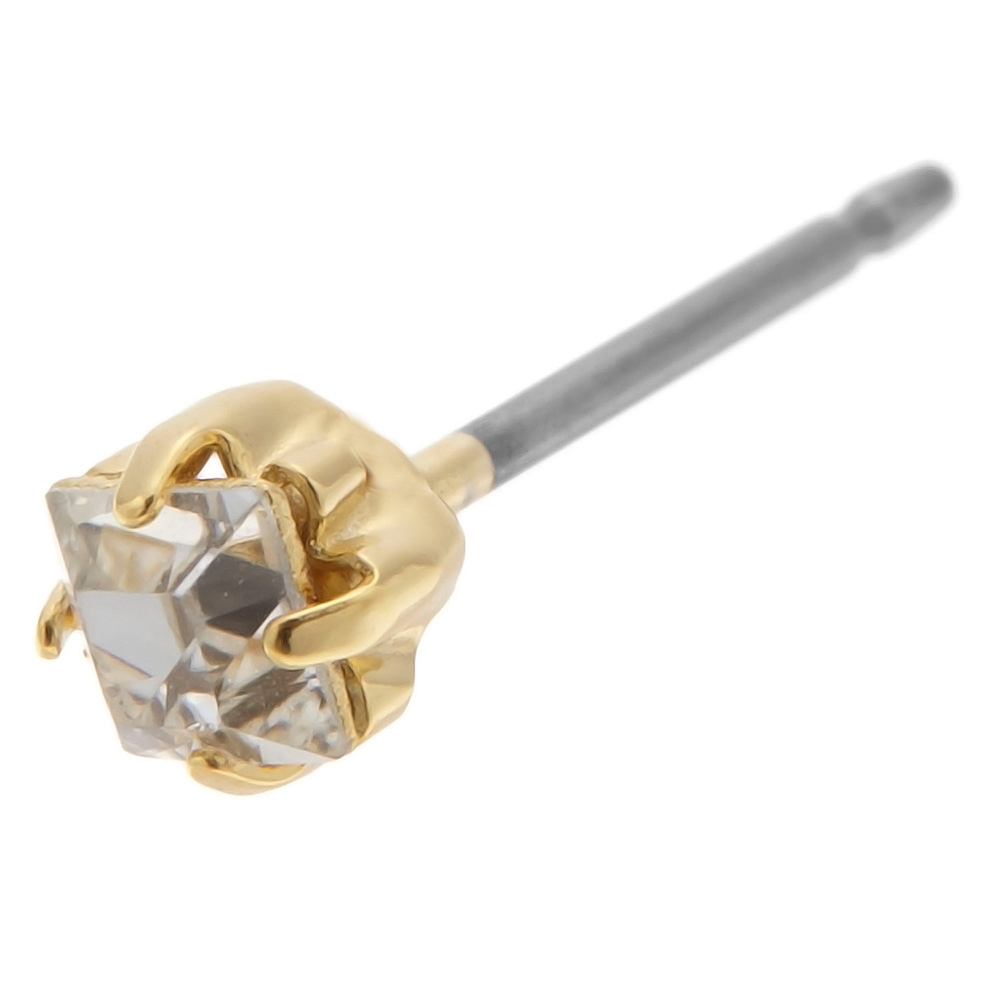 ピアス レディース 片耳分 1個売り 4mm 四角形 医療用チタン製ポスト 