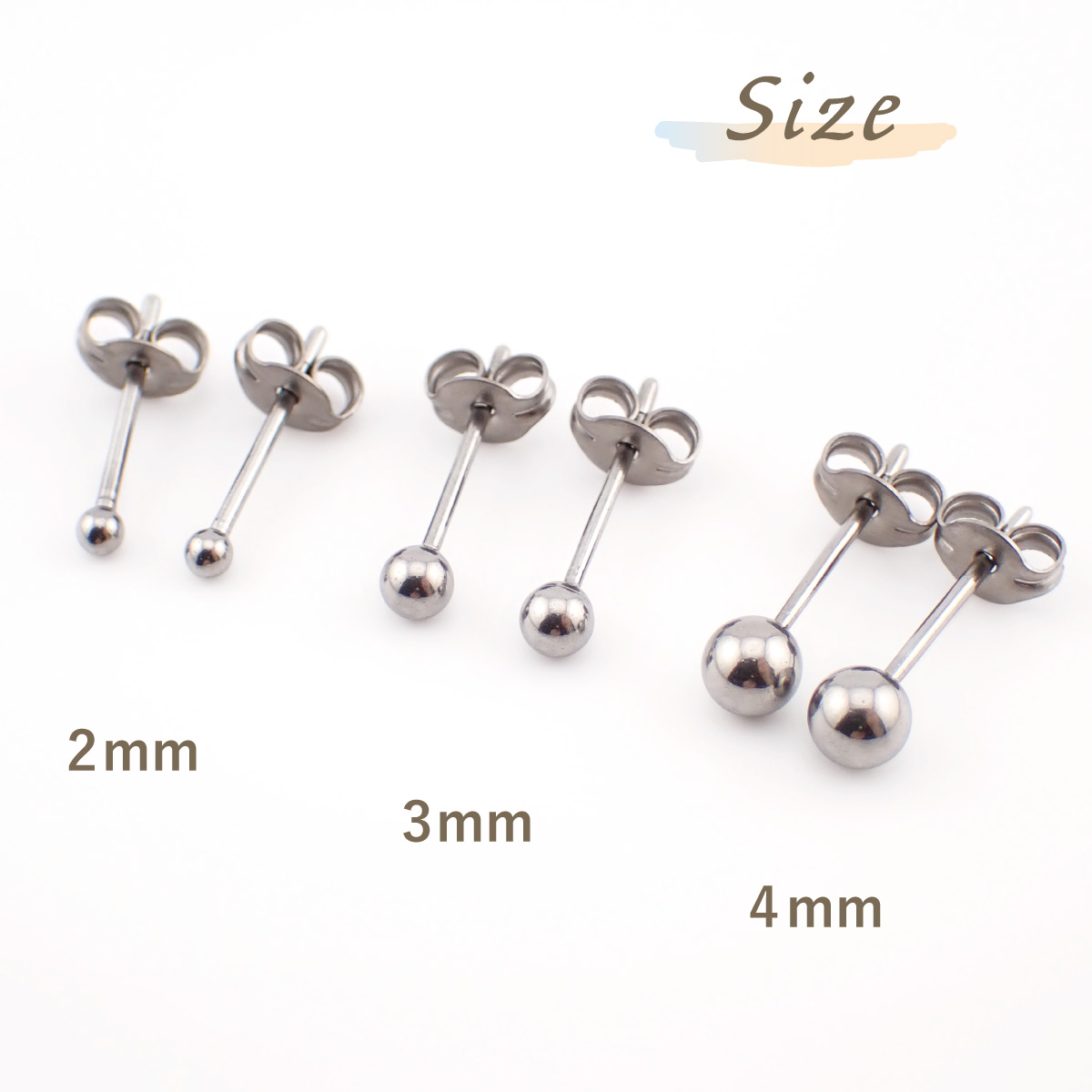 ピアス サージカルステンレス製 両耳用 シルバー 丸玉 ボール 2mm 3mm