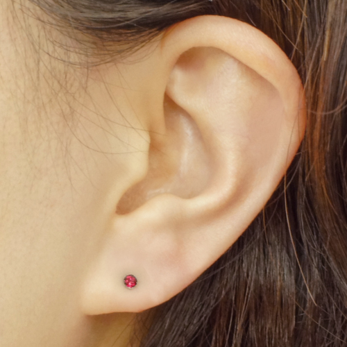 赤色ストーン スタッドピアス Birthstone スタッドピアス, スクエア・カット, 8月, グリーン