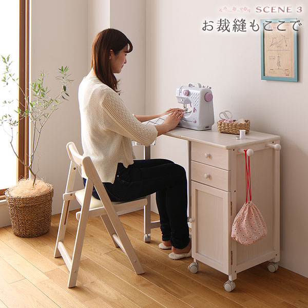 パソコンデスク 単品 約幅88cm ホワイトウォッシュ 折りたたみ 木製