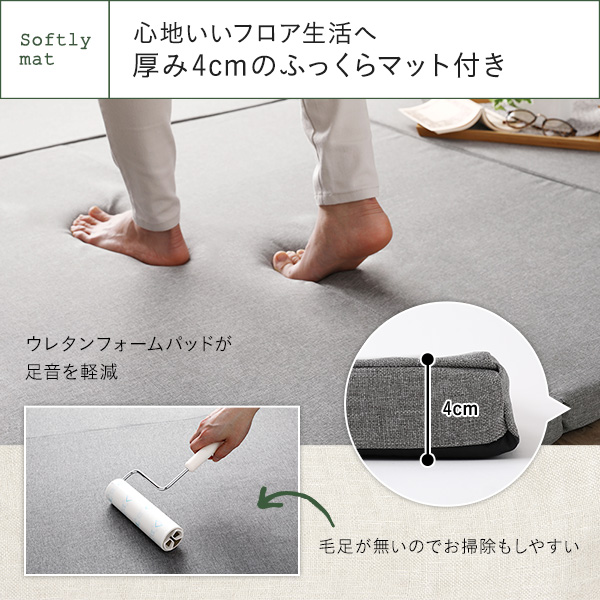 日本製 フロアマット 付 ソファ セット グレー 麻風織り生地