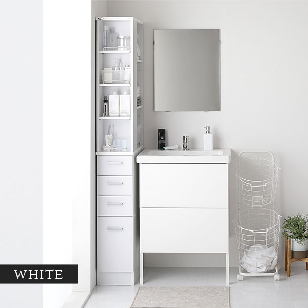 隙間収納ラック 幅15cm ホワイト キッチン収納 洗面所収納 多段