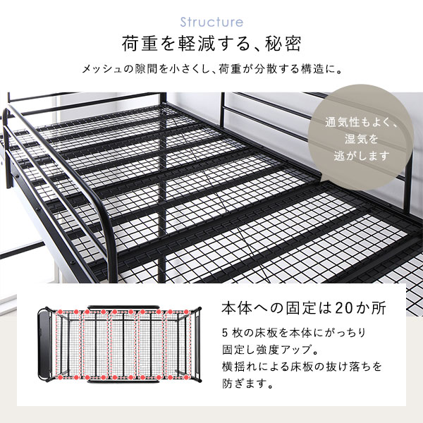 ロフトベッド シングル 〔ベッドフレームのみ ホワイト〕 ベッド