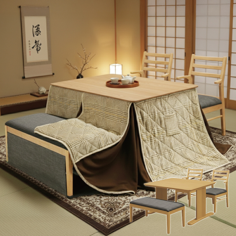 新発売 天然木 ダイニングこたつ5点セット こたつセット ダイニング