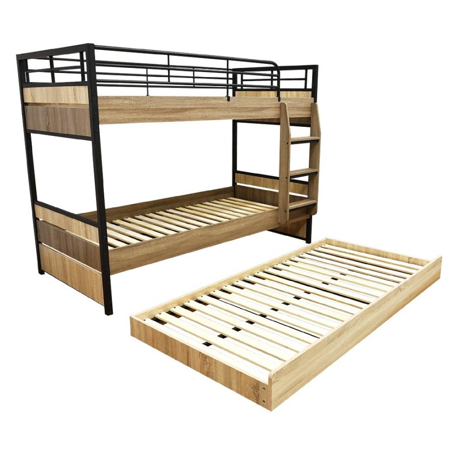 ガイア 三段ベッド 3段ベッド 耐荷重500kg 親子ベッド スライド 収納式 アイアン 大人用 コンパクト 寮 社宅 ガイア-GAIA(本体のみ)