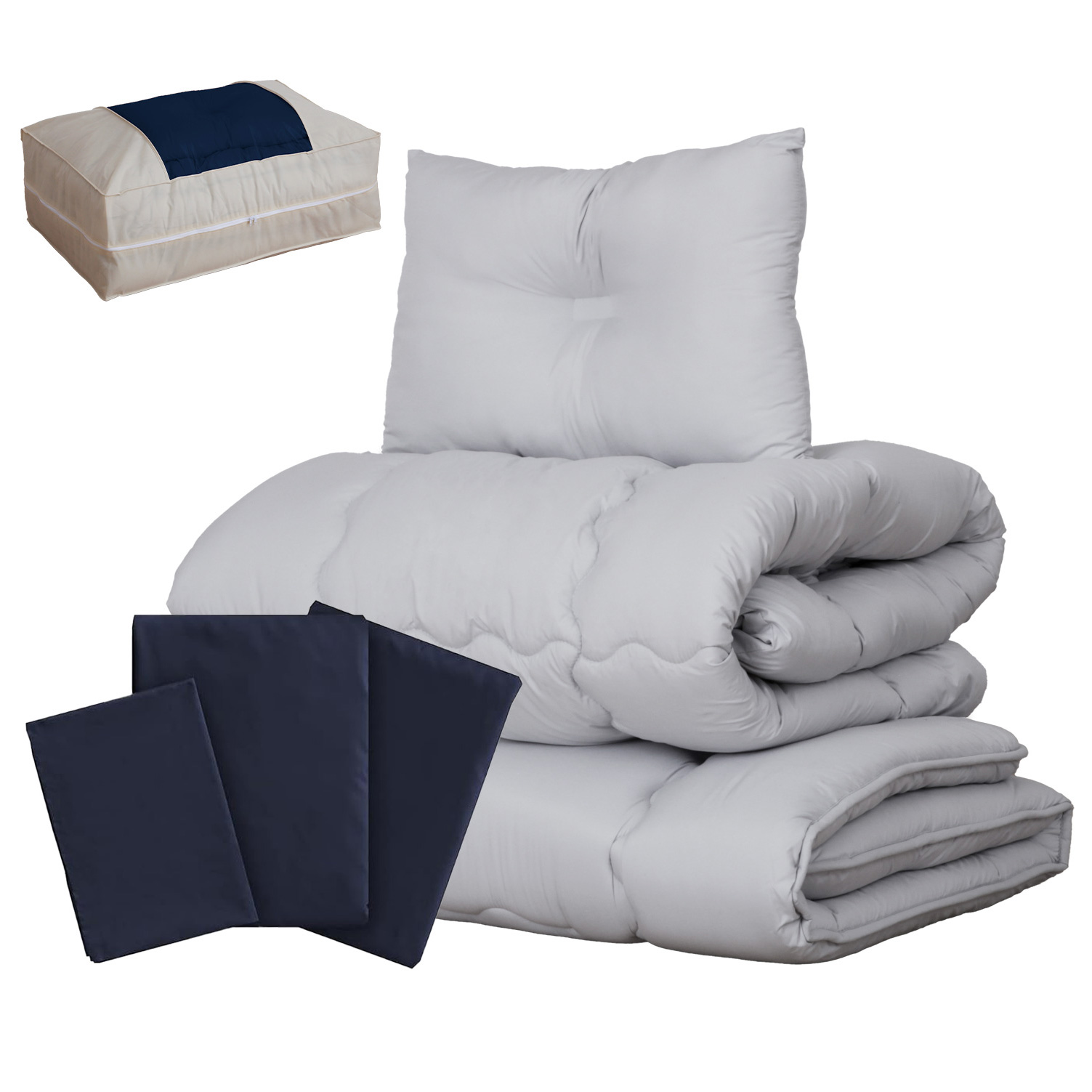 KAGUWORLD 羽根布団 9点布団セット ダブル 中綿重量 2.4kg 軽い 大容量