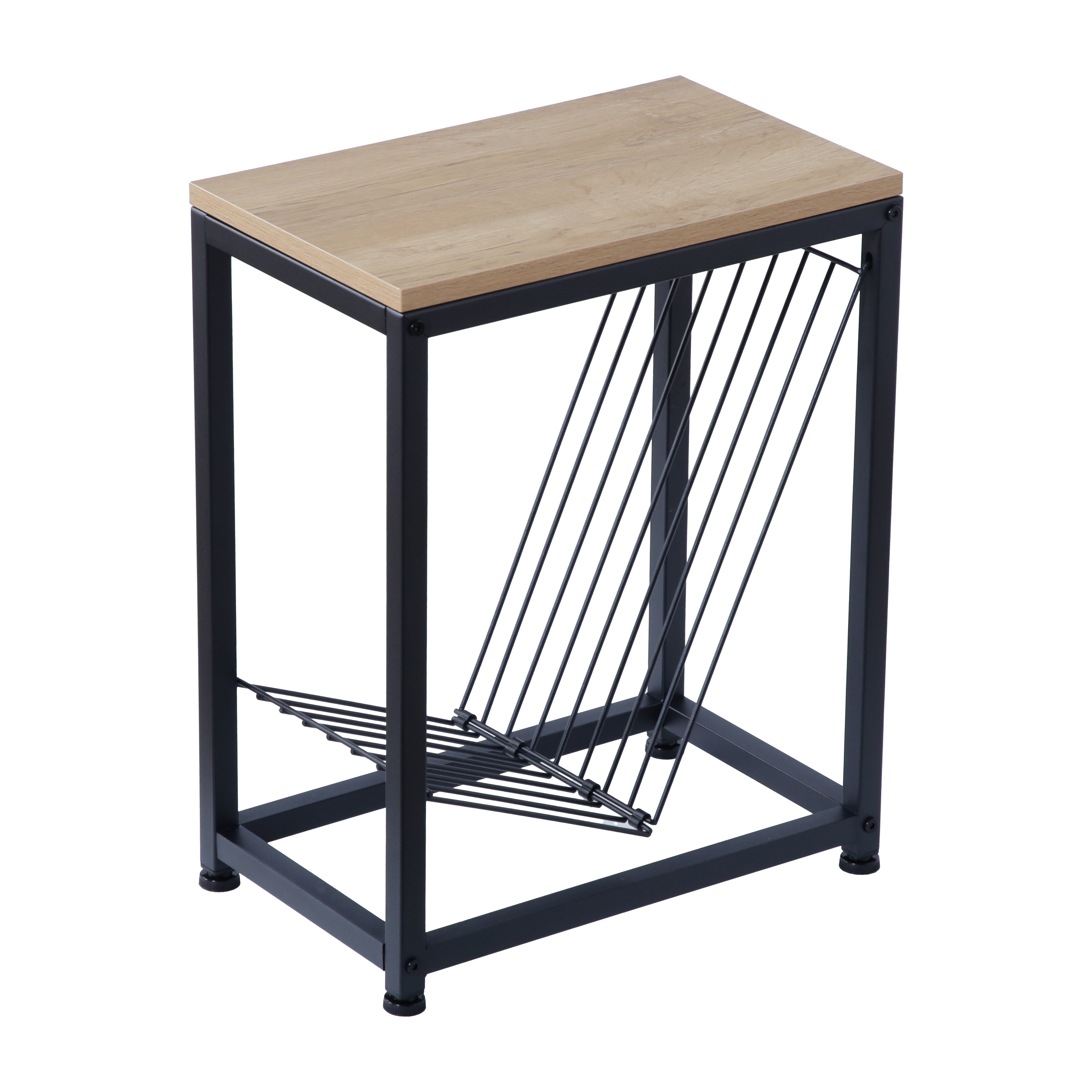 KAGUWORLD サイドテーブル ナイトテーブル ブックシェルフ 棚付き 木製