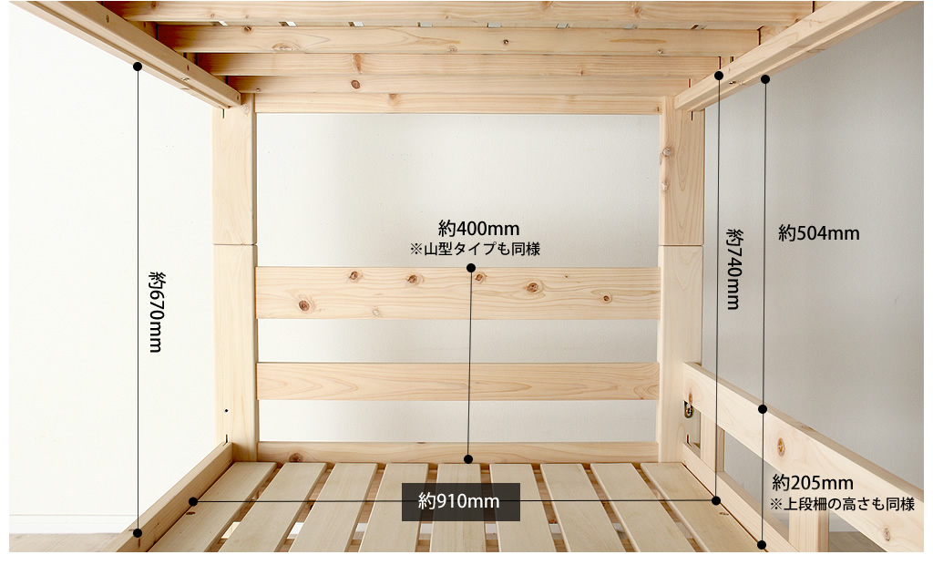 コンパクト二段ベッドのサイズ詳細その2