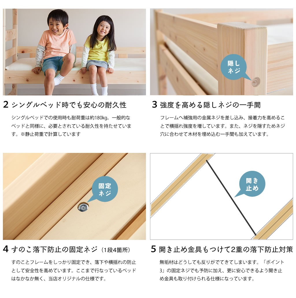 この二段ベッドの8つの安心ポイント（前半）