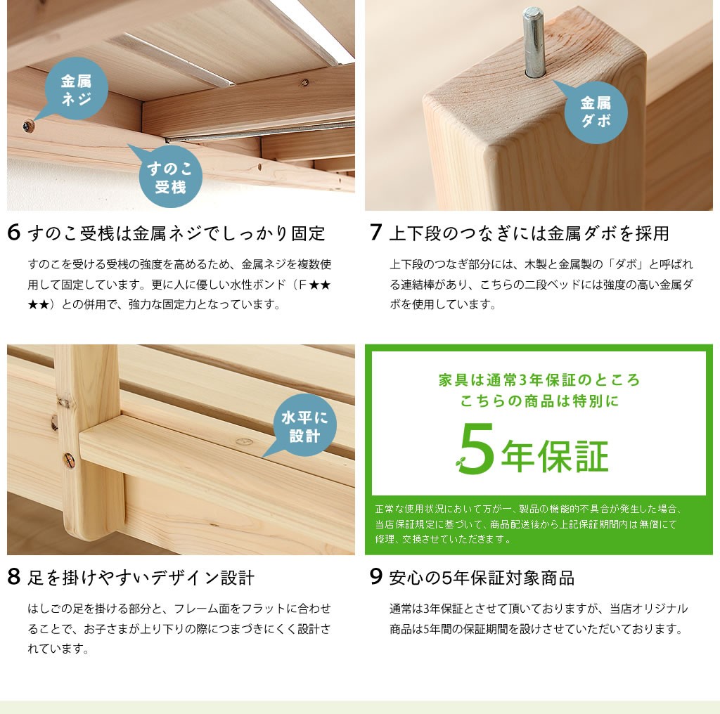 こちらの二段ベッドの8つの安心ポイント（後半）