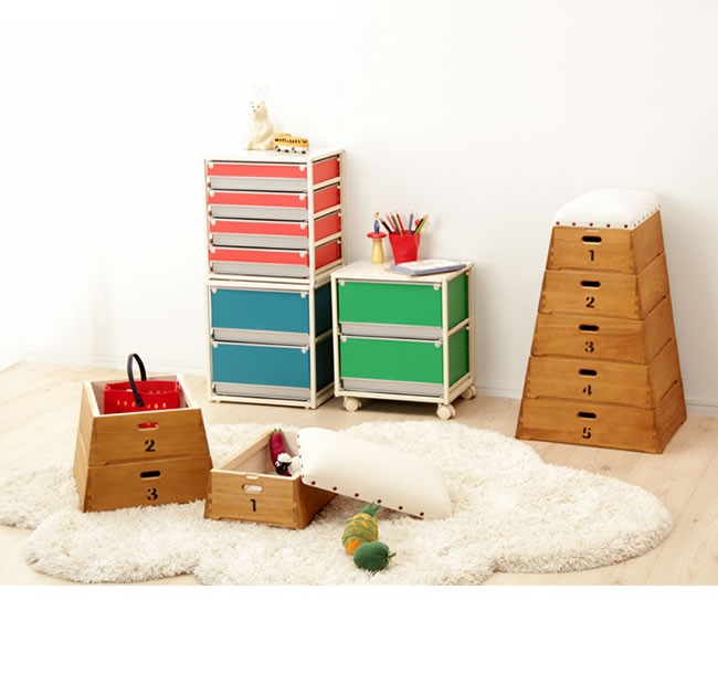 桐製５段跳び箱型おもちゃ箱 男の子 女の子 トビコバコ（TOBIcoBACO） :58-0042:家具の里 通販 