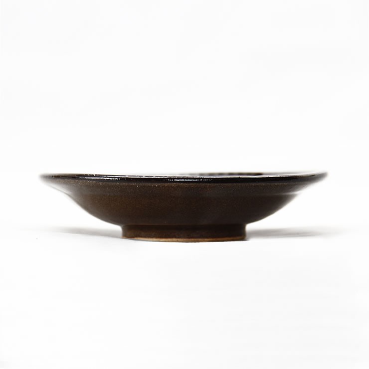 鶴見窯（つるみがま） 小石原焼 小皿 白×黒ふち（直径12cm）（1枚