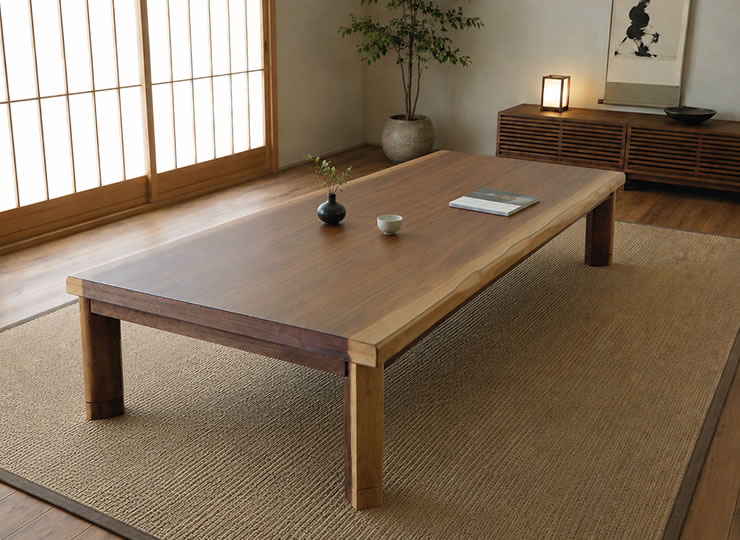 家具調コタツ・こたつ 長方形 200cm幅 木製（ウォールナット材