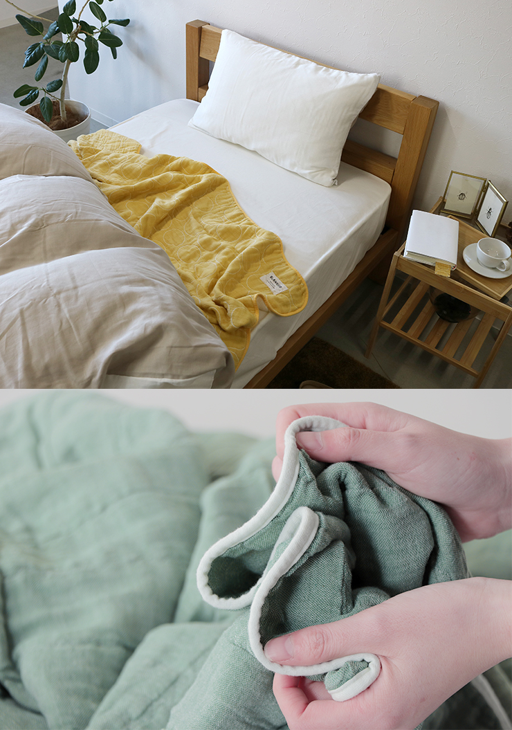 ブランケッドのガーゼケットに包まれて快適