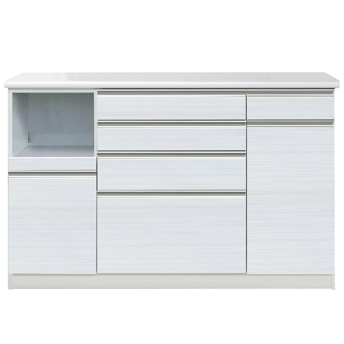 キッチン収納 日本製 キッチンカウンター モイス 幅160cm ハイカウンター レンジ台 収納棚 食器棚 収納 完成品_1