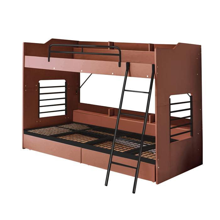 ベッド 二段ベッド 2段ベッド 分割 2段ベット 二段ベット シングル はしご 引き出し付き 収納棚 木製 シンプル｜kagu123｜04