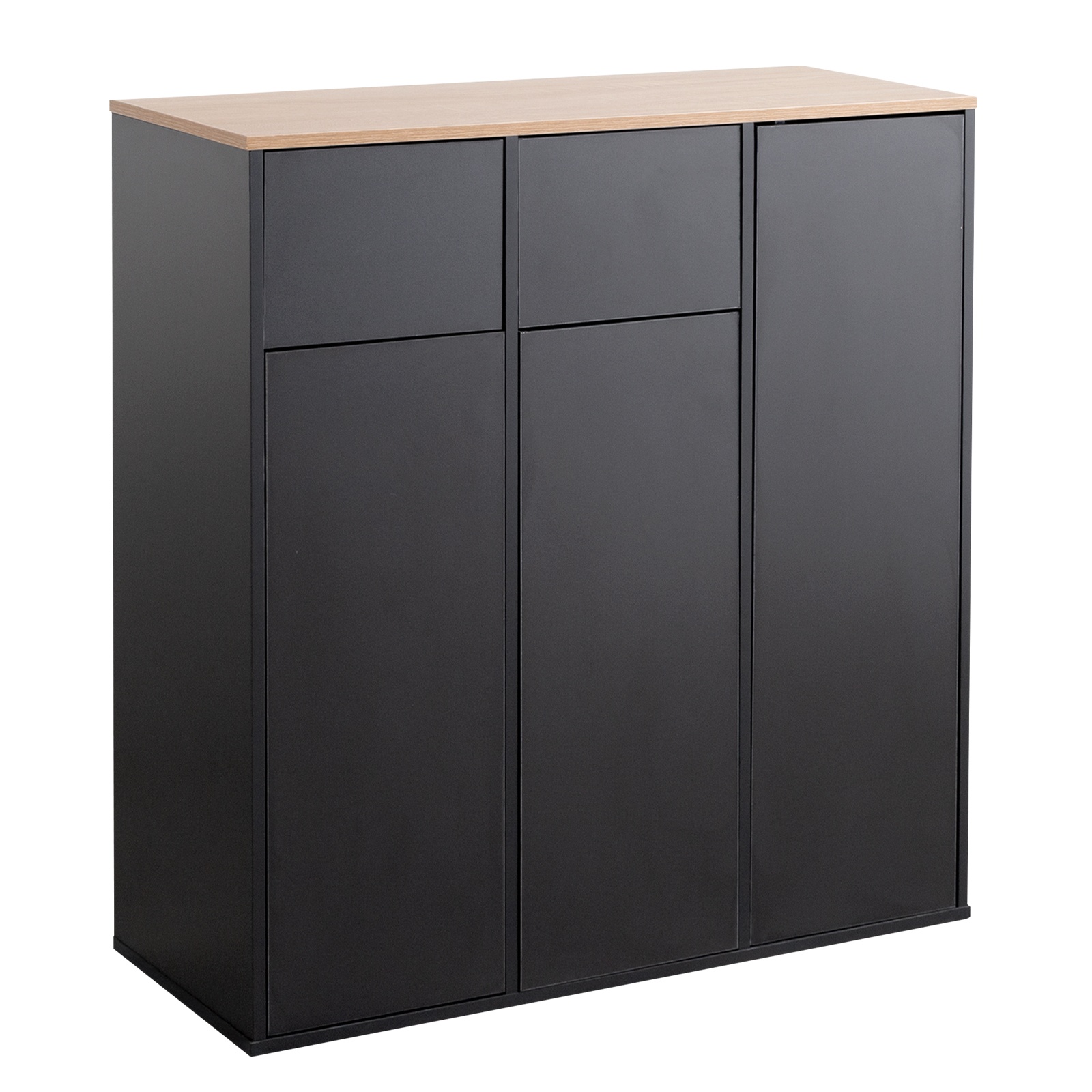 収納付き2連式ゴミ箱 幅74.5cm 45L 分別 ダストボックス ブラック ゴミ箱 分別 2連 収納付き ダストボックス ごみ 縦型 ふた付 フタ 蓋