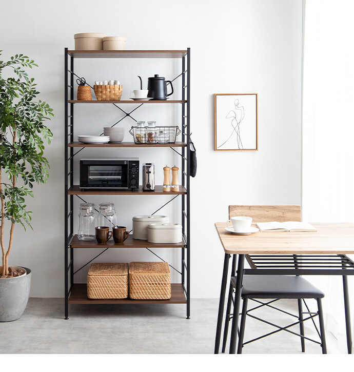 レンジ台 レンジラック キッチン収納 スライド収納 可動棚 大容量