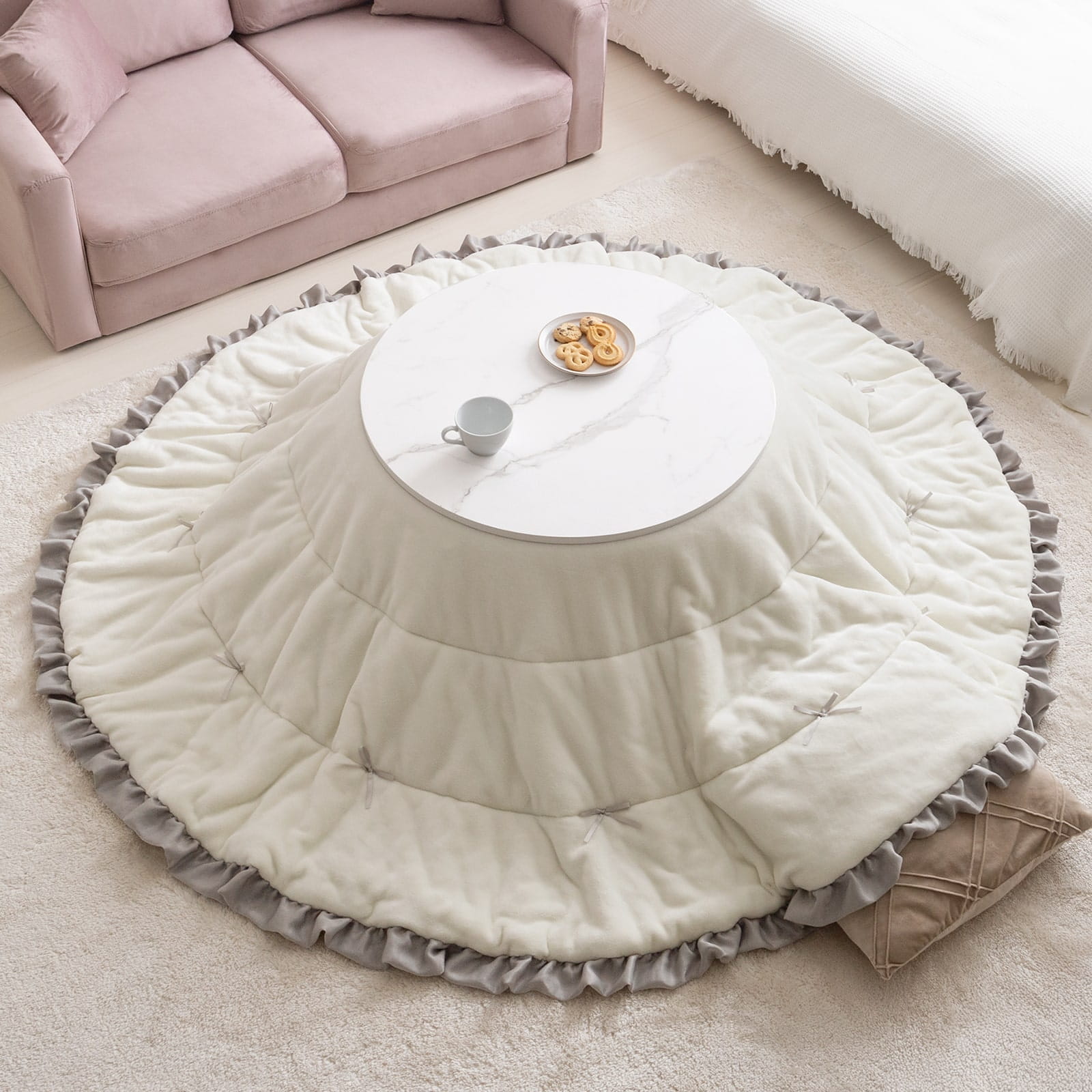 こたつセット　円形　北欧風洗える布団付き こたつ こたつテーブル コタツ こたつセット 円形 丸型 布団セット