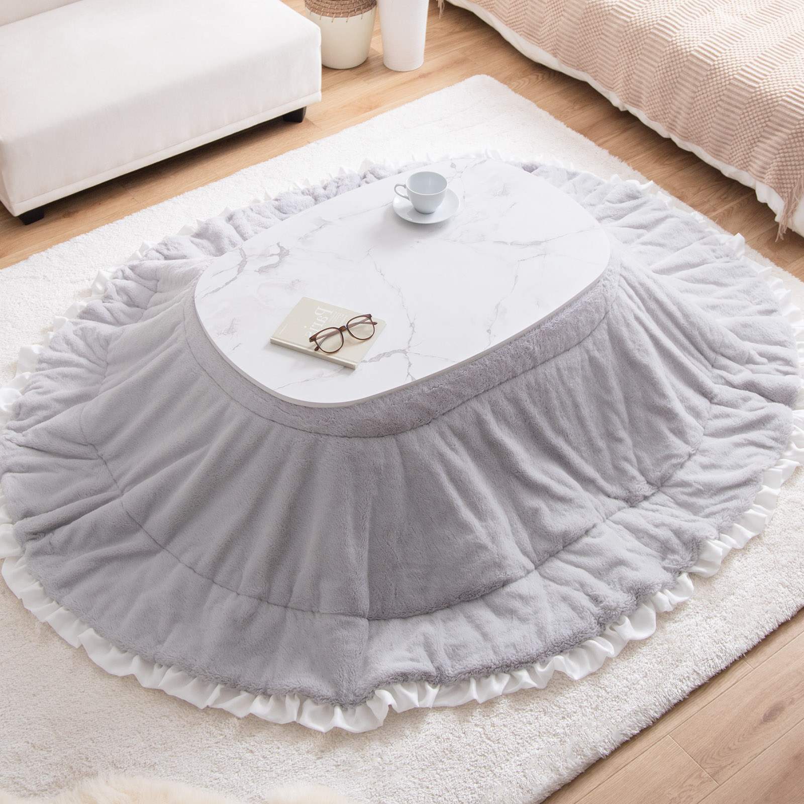 【値下】こたつ布団&テーブルセット　ホワイト アイボリー 値下】こたつ布団&テーブルセット ホワイト アイボリー 値下】こたつ