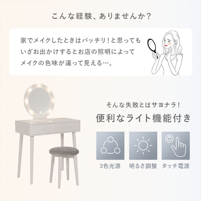 ドレッサー 化粧台 鏡台 一面鏡 机 デスク チェア 収納 コスメボックス
