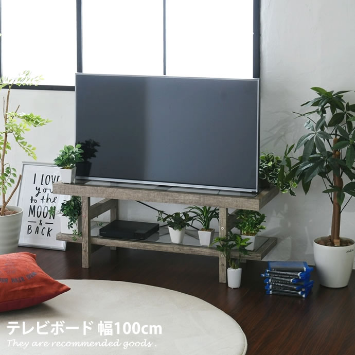 木製　ローボード　収納棚　横長　古家具　2A275 テレビ台 ローボード ガラス天板 ヴィンテージ調 古木フレーム テレビ