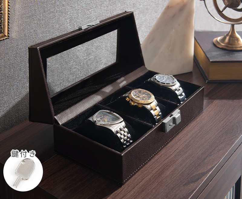 コレクションケース アクリル 腕時計 6本 メガネ 3本 収納ボックス グレー