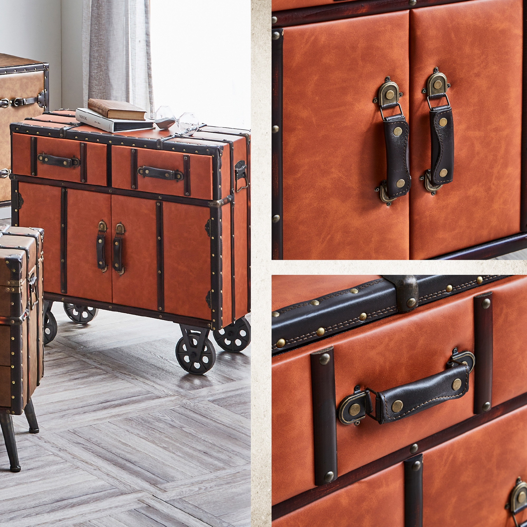 サンコウ レトロ調 80キャビネット収納ボックス レトロ感 アンティーク