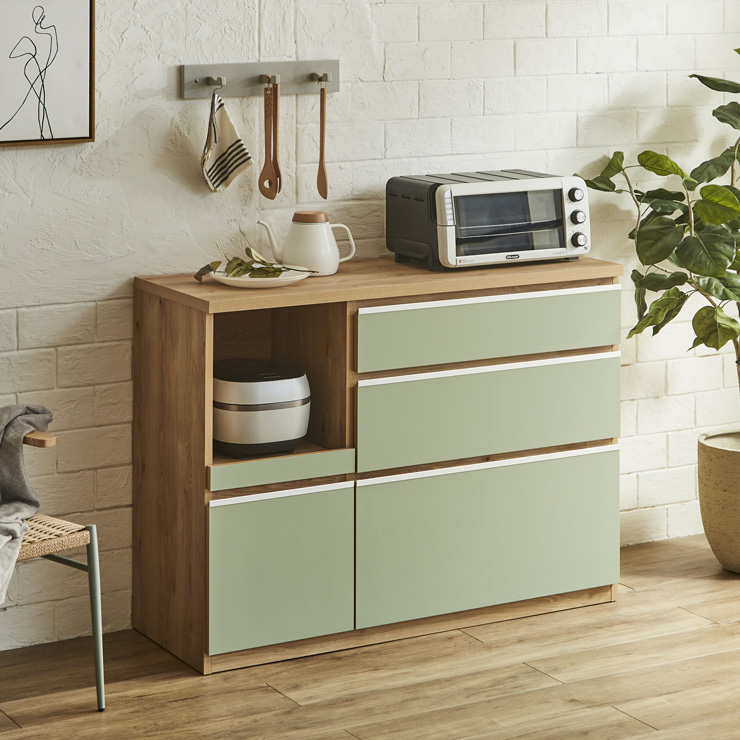 KAGUCOCO 食器棚 ロータイプ 完成品 安い キッチンカウンター 収納 120