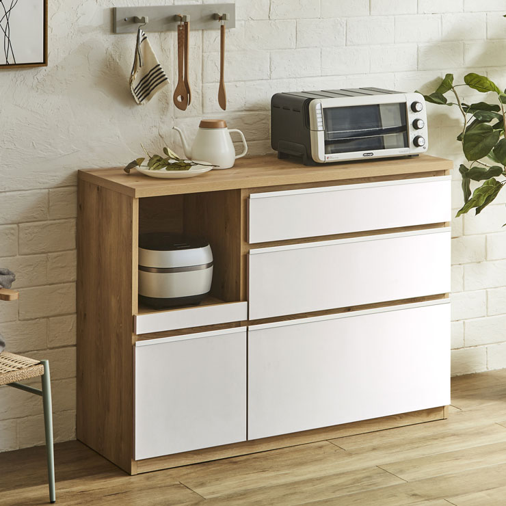 KAGUCOCO 食器棚 ロータイプ 完成品 安い キッチンカウンター 収納 120