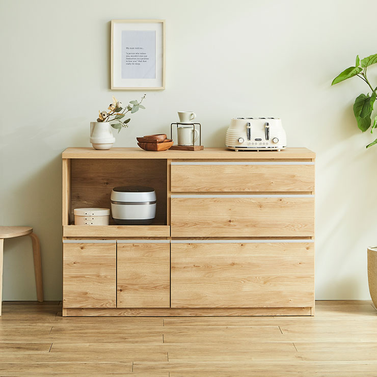 美品　ロータイプ 食器棚 キッチンカウンター 25日P14% キッチンカウンター 完成品 140 食器棚 ロータイプ レンジ台