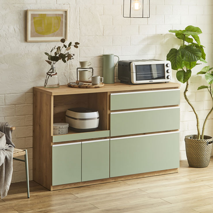 KAGUCOCO 食器棚 ロータイプ キッチンカウンター 140 レンジ台 収納 KAGUCOCO 食器棚 ロータイプ キッチンカウンター 140 レンジ台 収納