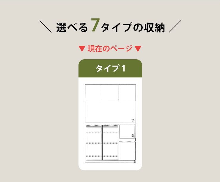  7タイプから選べる タイプ1 通常棚板仕様