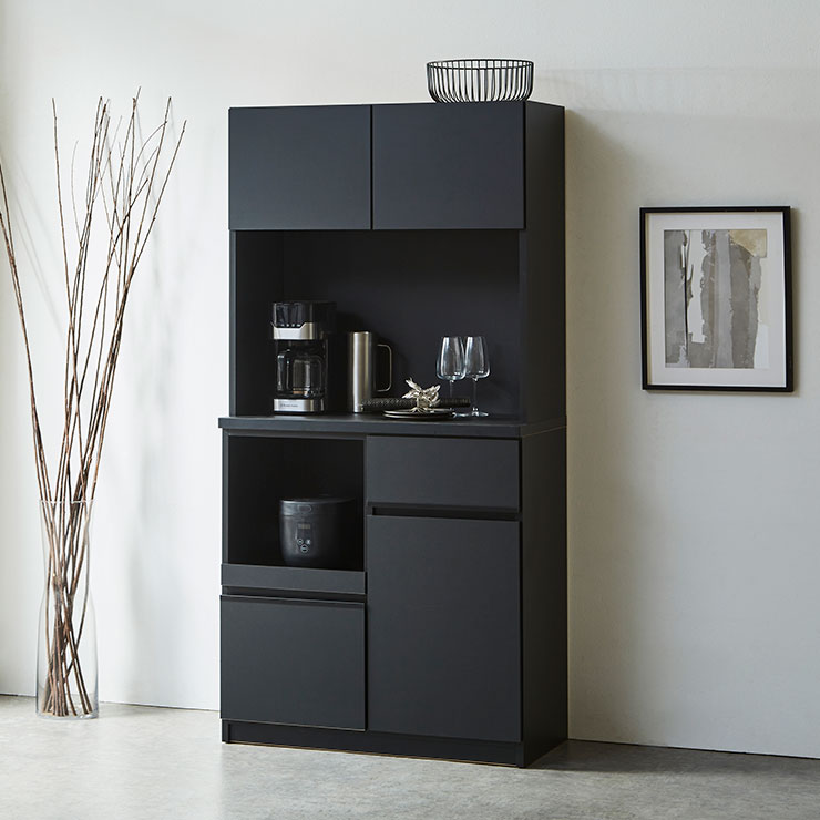 KAGUCOCO 食器棚 完成品 安い レンジ台 キッチンボード 幅88.8cm