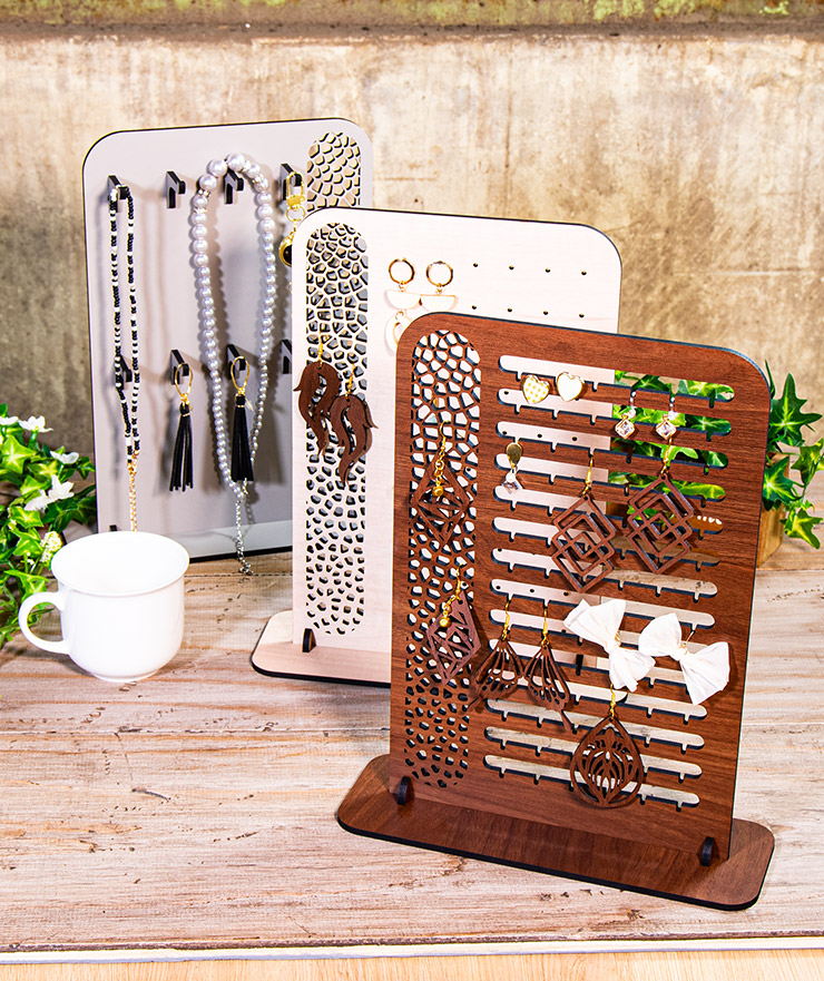 3色 4タイプ アクセサリーラック アクセサリースタンド シンプル 木製