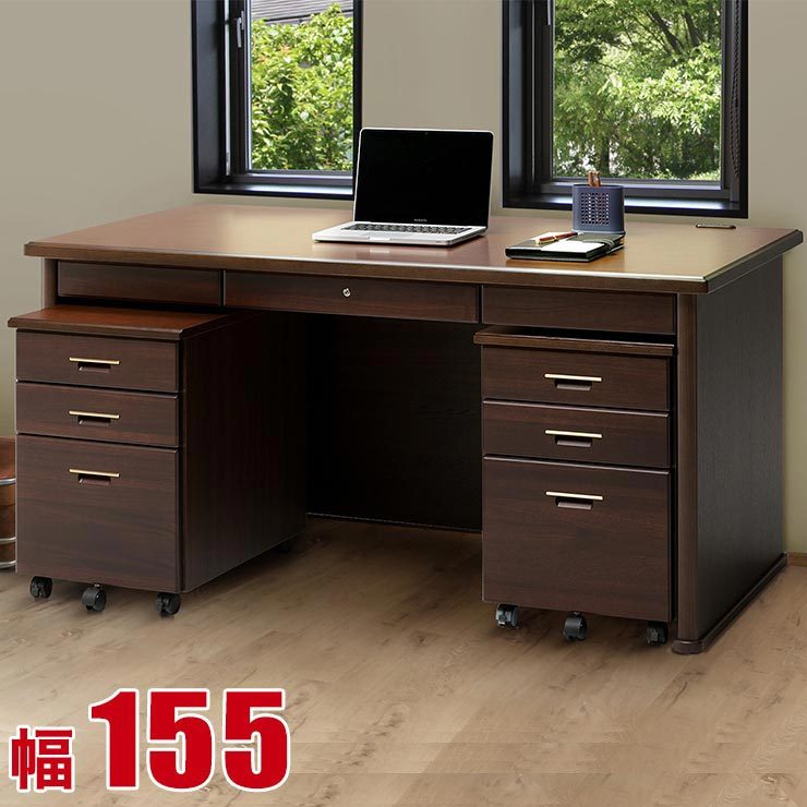 美品　木製　当時物　文机　ヴィンテージ　取手の金具も可愛い　どっしりした作り 59-000019-00.jpg