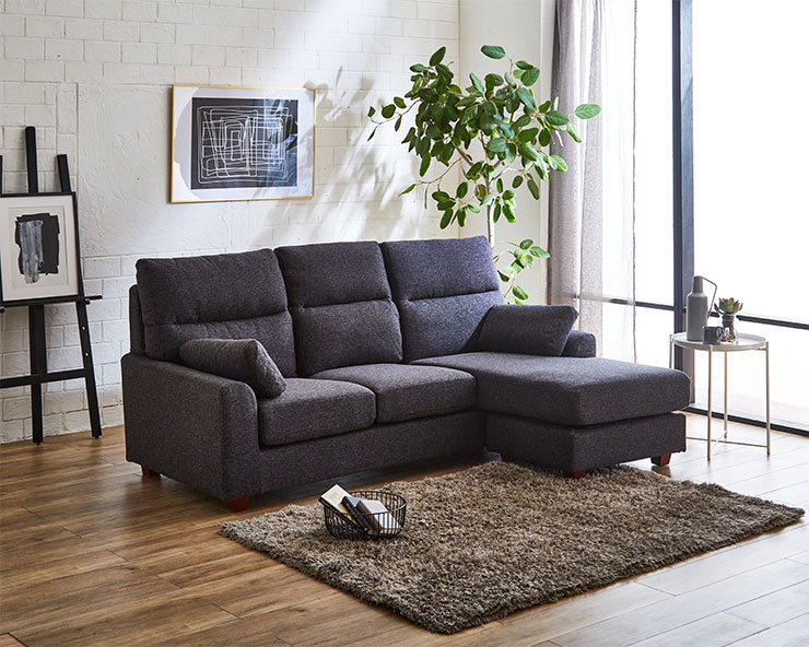 エビページ （セット販売）ダークグレー カウチソファ （クッション別売り） エビページ （セット販売）ダークグレー カウチソファ （クッション