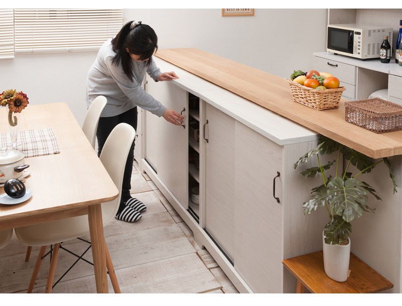 90cm キャビネット ホワイト・ナチュラル キャビネット ホワイト キャビネット 幅90cm リビングボード 扉収納
