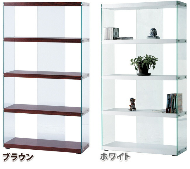 幅83cm オープンラック グラスシェルフ4段 近未来的なガラスの書棚 - 激安家具の通販店 激安通販SANGO ME