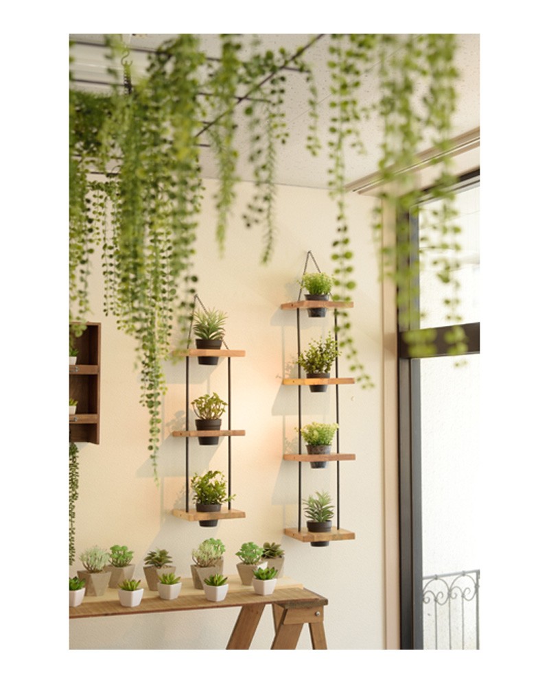 プランタースタンド,3段,おしゃれ鉢立て,アイアン,天然木,ハンギング