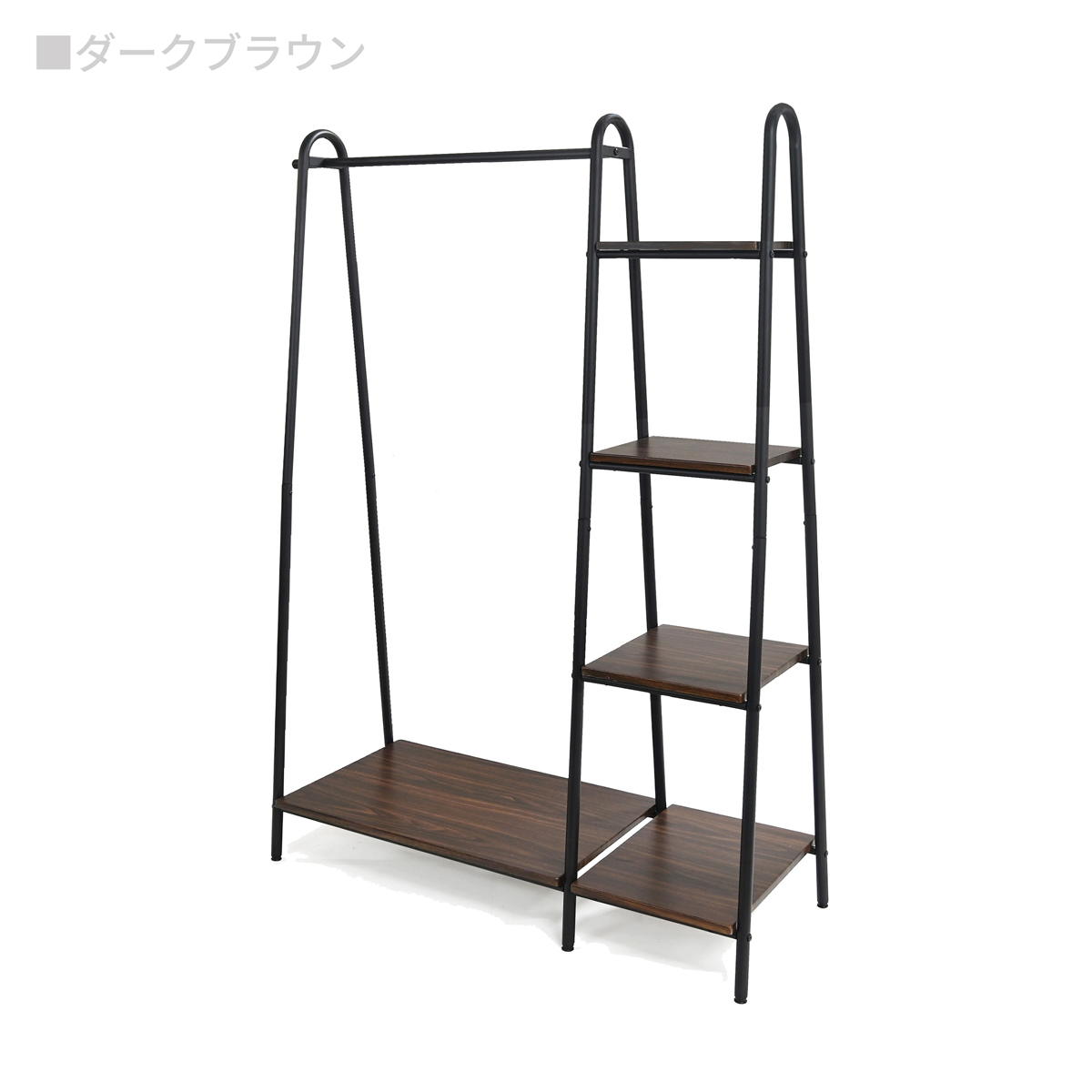 ハンガーラック ワイド 棚付 幅109cm 高さ160cm ダークブラウン