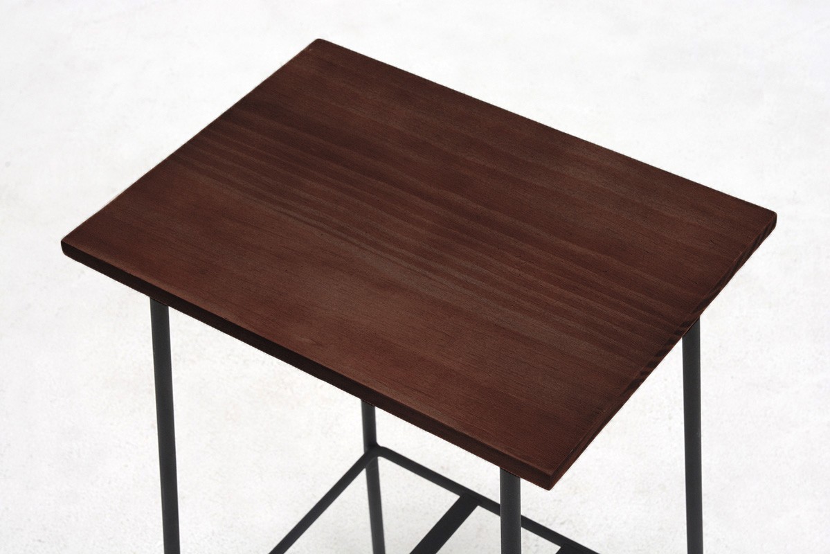 ラック 幅30 ブラック 黒 高さ55 サイドテーブル 鉄製 木製 天板 電話