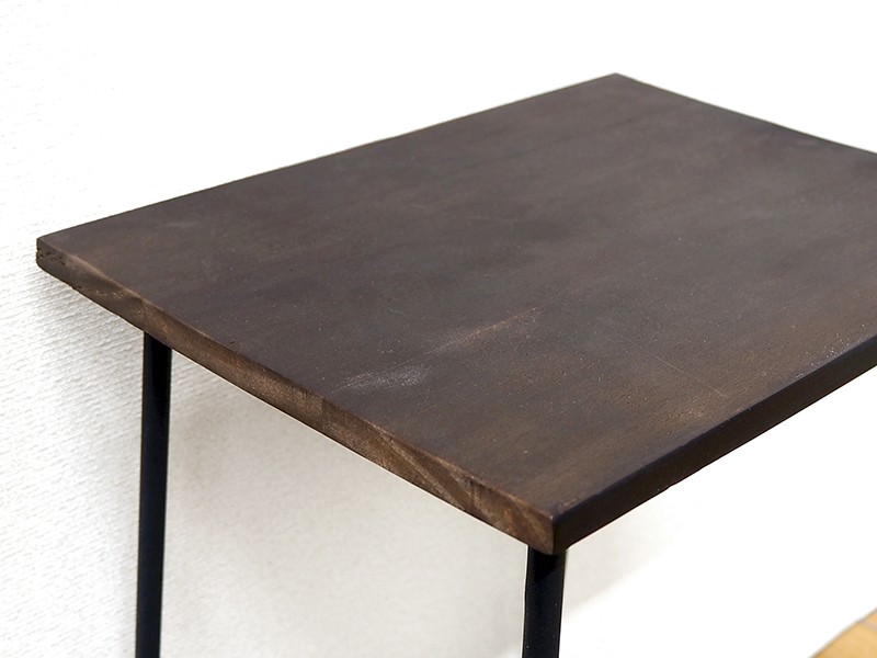 ラック 幅30 ブラック 黒 高さ55 サイドテーブル 鉄製 木製 天板 電話