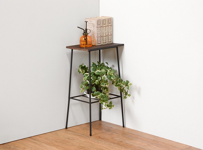 ラック 幅30 ブラック 黒 高さ55 サイドテーブル 鉄製 木製 天板 電話